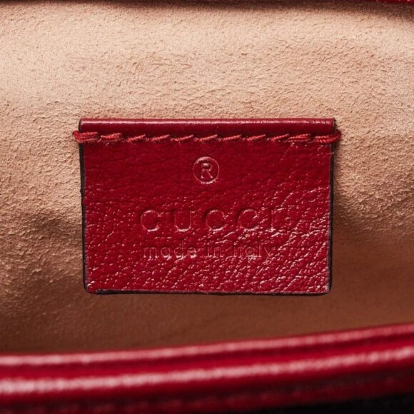 Gucci Black/Red Quilted Leather Marmont Mini Torchon Top Handle Crossbody Bag - Picture 8 of 12